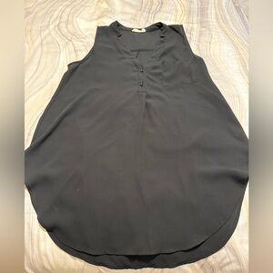Lush Gray Sleeveless Blouse with Mandarin Collar